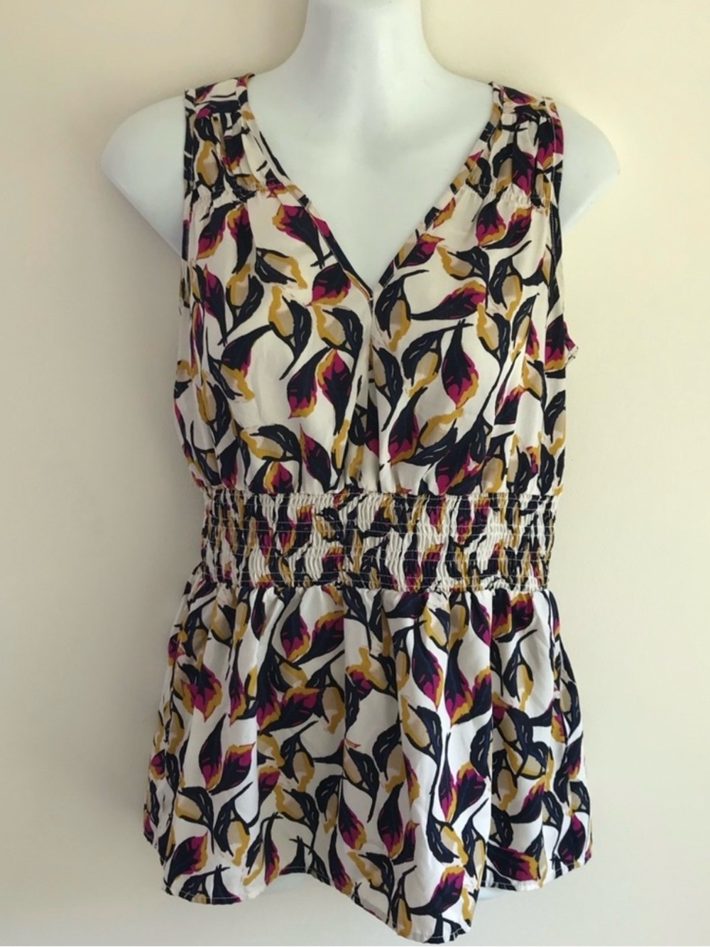 Banana Republic Floral Peplum Tank Top Petite Small Casual Chic Blouse